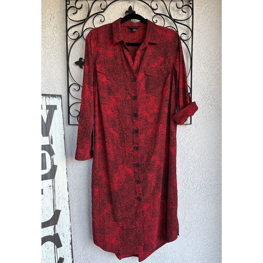 Rock & Republic Animal Print Midi Dress - Size M - Red/black